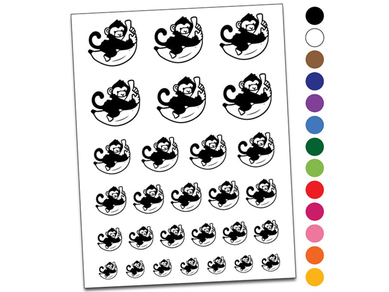 Baby Monkey Hugging Big Banana Temporary Tattoo Water Resistant Fake Body Art Set Collection